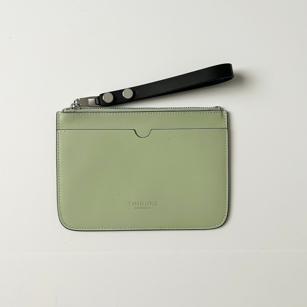 Timbuk2 Wristlet Pouch Leather Sage Green Small Zippered Card Holder